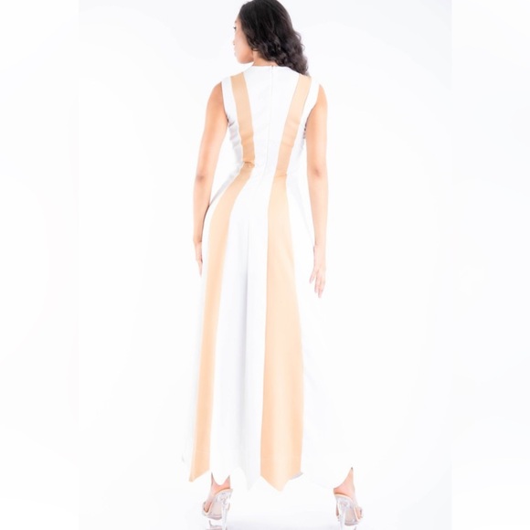 White and Tan Maxi Dress - Picture 2 of 4
